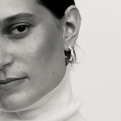 Серьги "Парфенон", 18K white gold, diamonds, 4 mm, size Medium