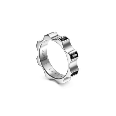 Kazanskiy ring, 18K white gold, black diamonds, 4 mm