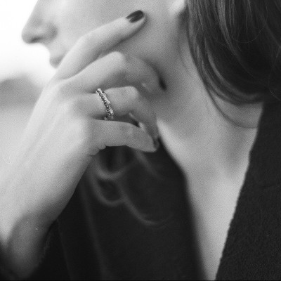 Kazanskiy ring, 18K white gold, diamonds, 2 mm