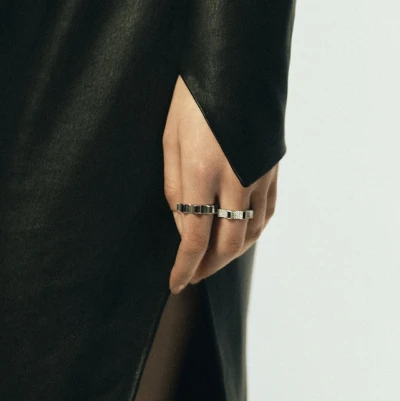 Kazanskiy ring, 18K white gold, black diamonds, 4 mm