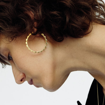 Memphis earrings, 18K yellow gold, 2 mm, size Large