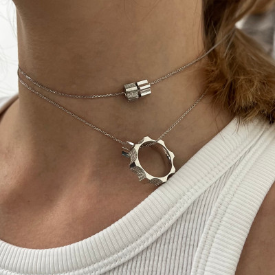 Kazanskiy pendant, 18K white gold, diamonds, 5 mm