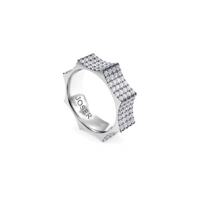 Parthenon ring, 18K white gold, diamonds, 6 mm