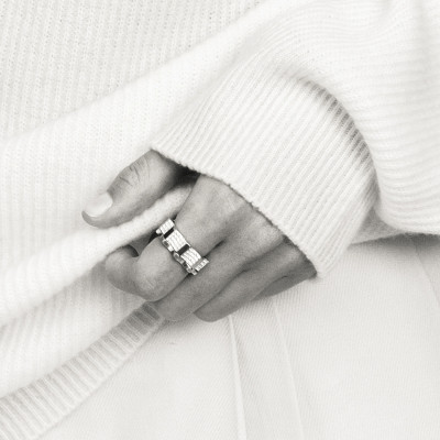 Kazanskiy ring, 18K white gold, diamonds, 6 mm