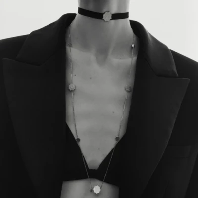 Parthenon necklace, 18K white gold, diamonds