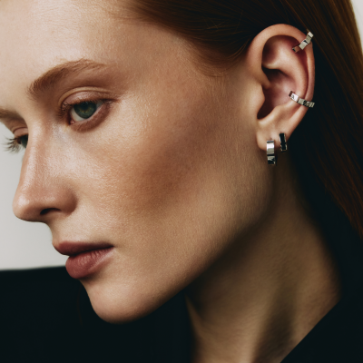 Parthenon piercing earring, 18k white gold, 1 mm (sizes S,M)