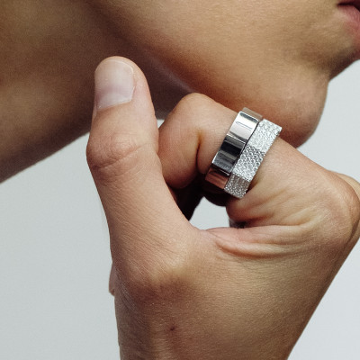 Parthenon ring, 18K white gold, 8 mm