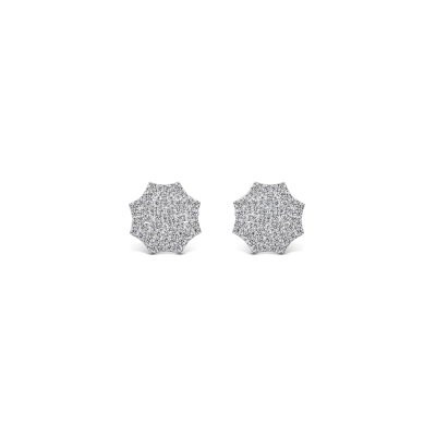Parthenon stud earring, 18K white gold, diamonds, 10 mm