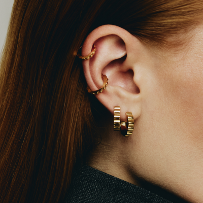 Memphis piercing earring, 18k yellow gold, 1 mm (S,M)