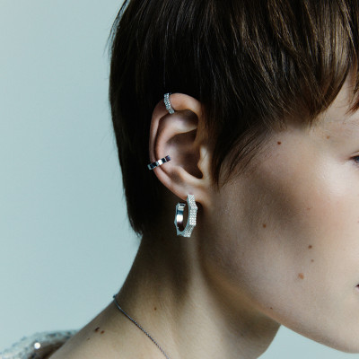 Parthenon cuff, 18K white gold, diamonds,  3 mm (sizes S,M,L)