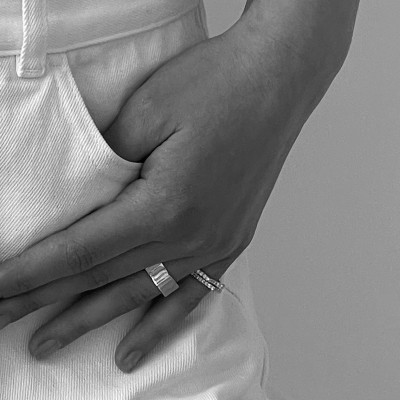 Parthenon ring, 18K white gold, diamonds, 2 mm