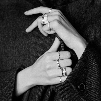 Parthenon ring, 18K white gold, 4 mm