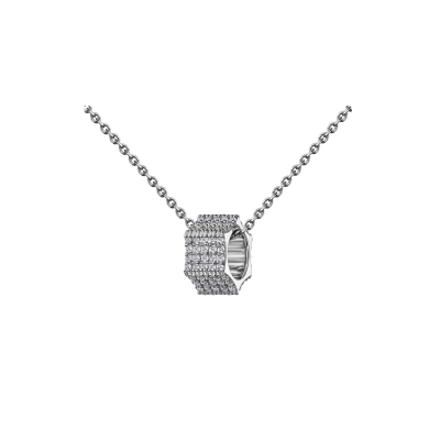 Parthenon pendant, 18K white gold, diamonds, 5 mm