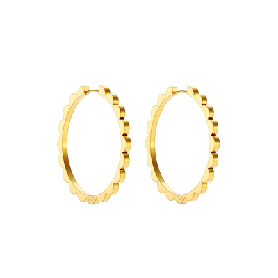 Memphis earrings, 18K yellow gold, 2 mm, size Large