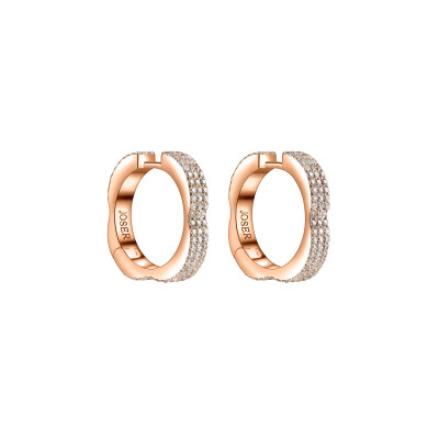 Ducale earrings, 18K pink gold, diamonds, M, 4 mm