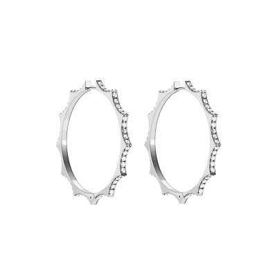 Parthenon earrings, 18K white gold, diamonds, 2 mm, size Large