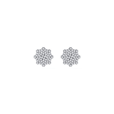 Kazanskiy stud earring, 18K white gold, diamonds, 10 mm