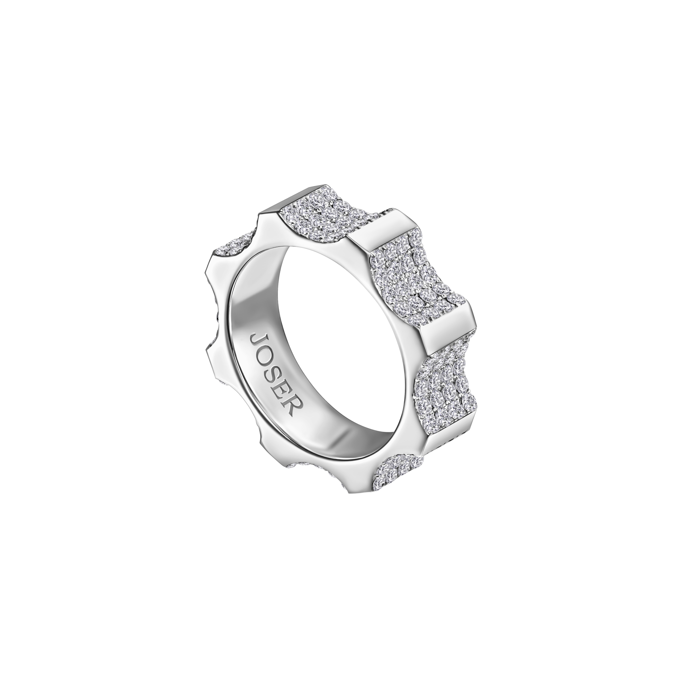 Kazanskiy ring, 18K white gold, diamonds, 6 mm