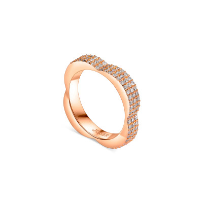 Ducale ring, 18K pink gold, diamonds, 4 mm