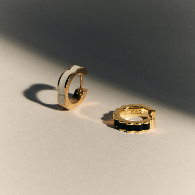 Memphis piercing earring, 18k yellow gold, enamel, 3 mm, Size Small